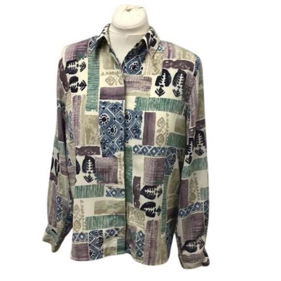 Alfred Dunner Women’s Long Sleeve Button Down Shirt, Multicolor, size 14 - Picture 2 of 8